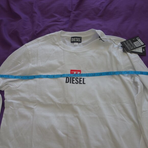 Diesel Long Sleeve White New D-LOGO 100% Cotton Size S T-Shirt *New with Tags* - Picture 3 of 12